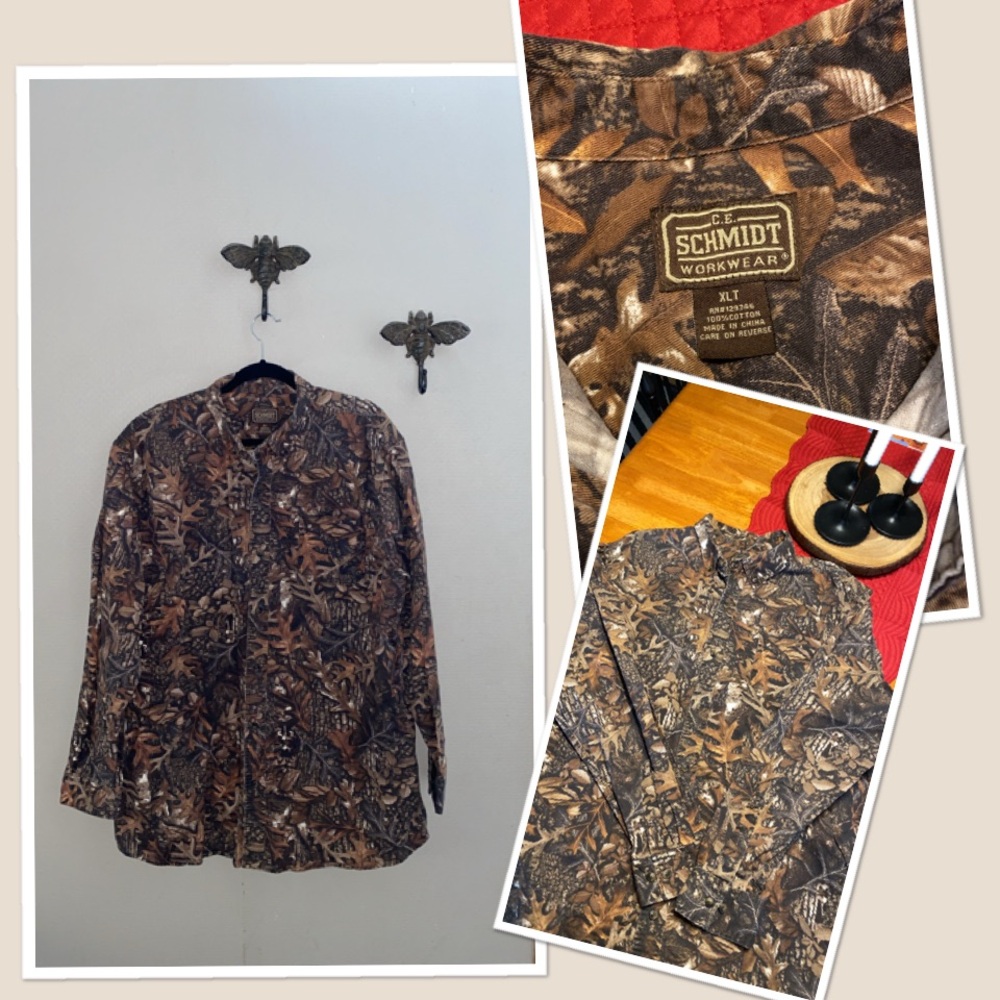 Men’s brown Leaf Camo button down